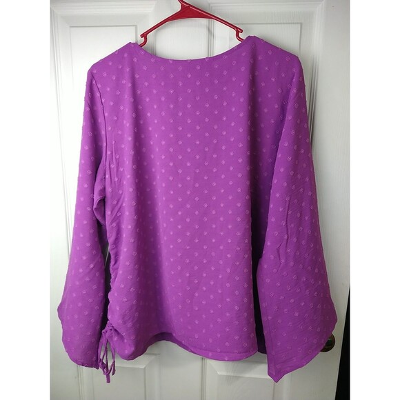 Counterparts Woman XL Purple Blouse Pullover Swiss Dot Runched Side - Picture 7 of 7